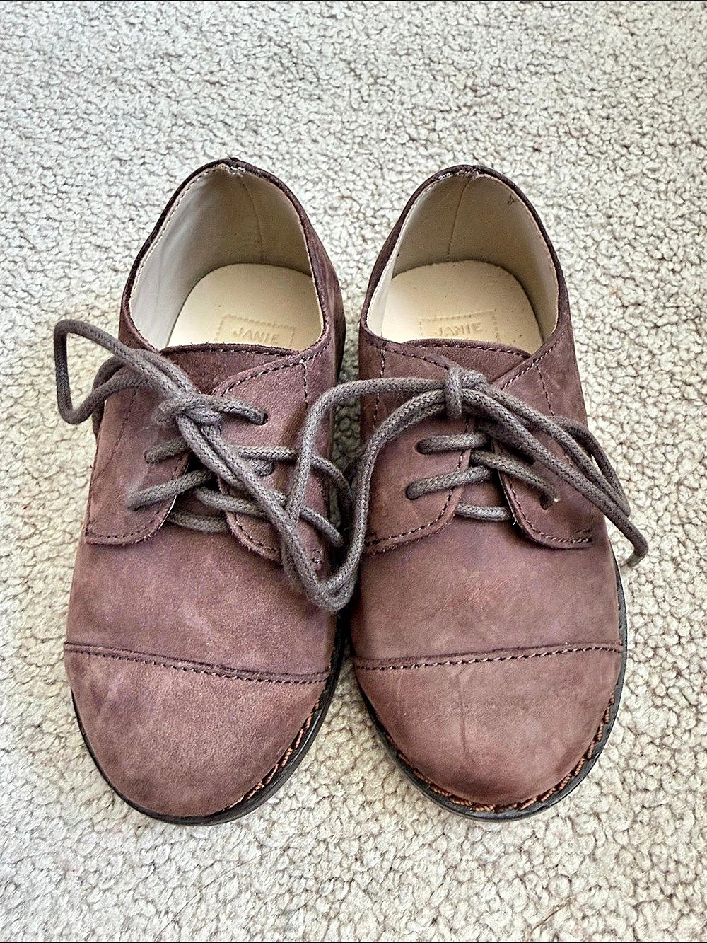 Janie and Jack Brown Lace-Up Flats